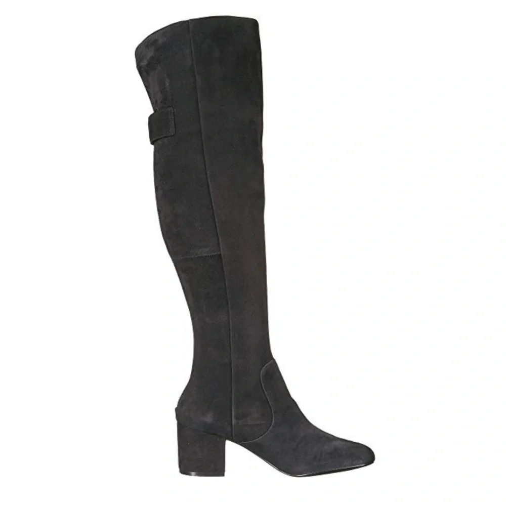 Chic Nine West Black Soft Suede OTK Boots